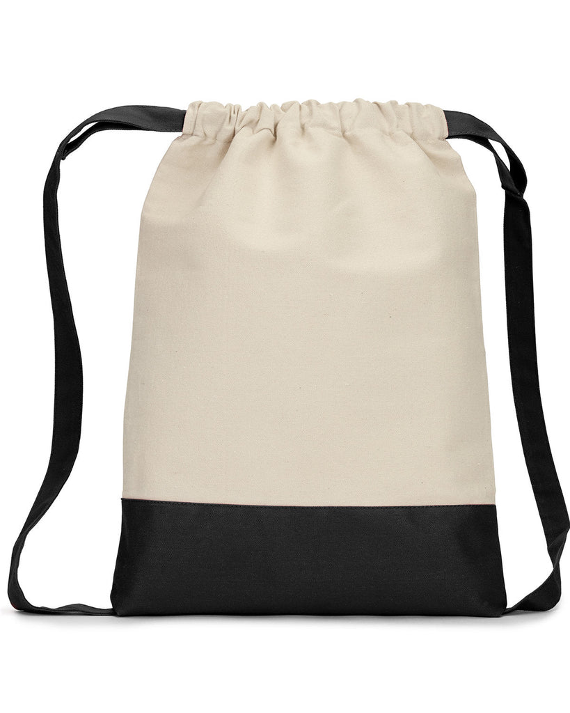 Liberty Bags-8876-Cape Cod Cotton Drawstring Backpack-NATURAL/ BLACK