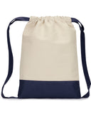 Liberty Bags-8876-Cape Cod Cotton Drawstring Backpack-NATURAL/ NAVY