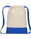 Liberty Bags-8876-Cape Cod Cotton Drawstring Backpack-NATURAL/ ROYAL