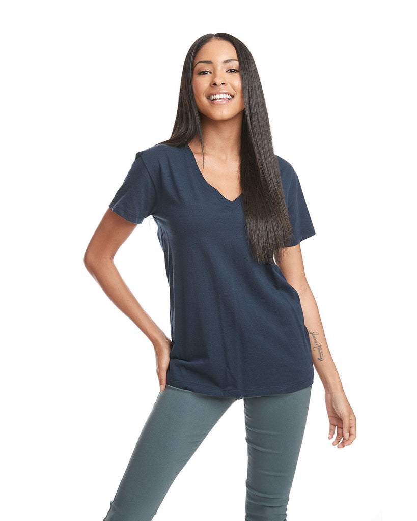 Next Level Apparel-3940-Ladies Relaxed V-Neck T-Shirt-MIDNIGHT NAVY