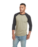 Next Level Apparel-6251-Unisex CVC 3/4 Sleeve Raglan Baseball T-Shirt-BLACK/ OLIVE