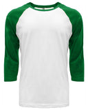 Next Level Apparel-6251-Unisex CVC 3/4 Sleeve Raglan Baseball T-Shirt-KELLY GREEN/ WHT