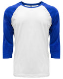 Next Level Apparel-6251-Unisex CVC 3/4 Sleeve Raglan Baseball T-Shirt-ROYAL/ WHITE