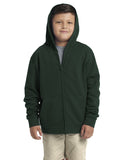 Next Level Apparel-9103-Youth Santa Cruz Full-Zip Hooded Sweatshirt-FOREST GREEN