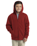 Next Level Apparel-9103-Youth Santa Cruz Full-Zip Hooded Sweatshirt-RED