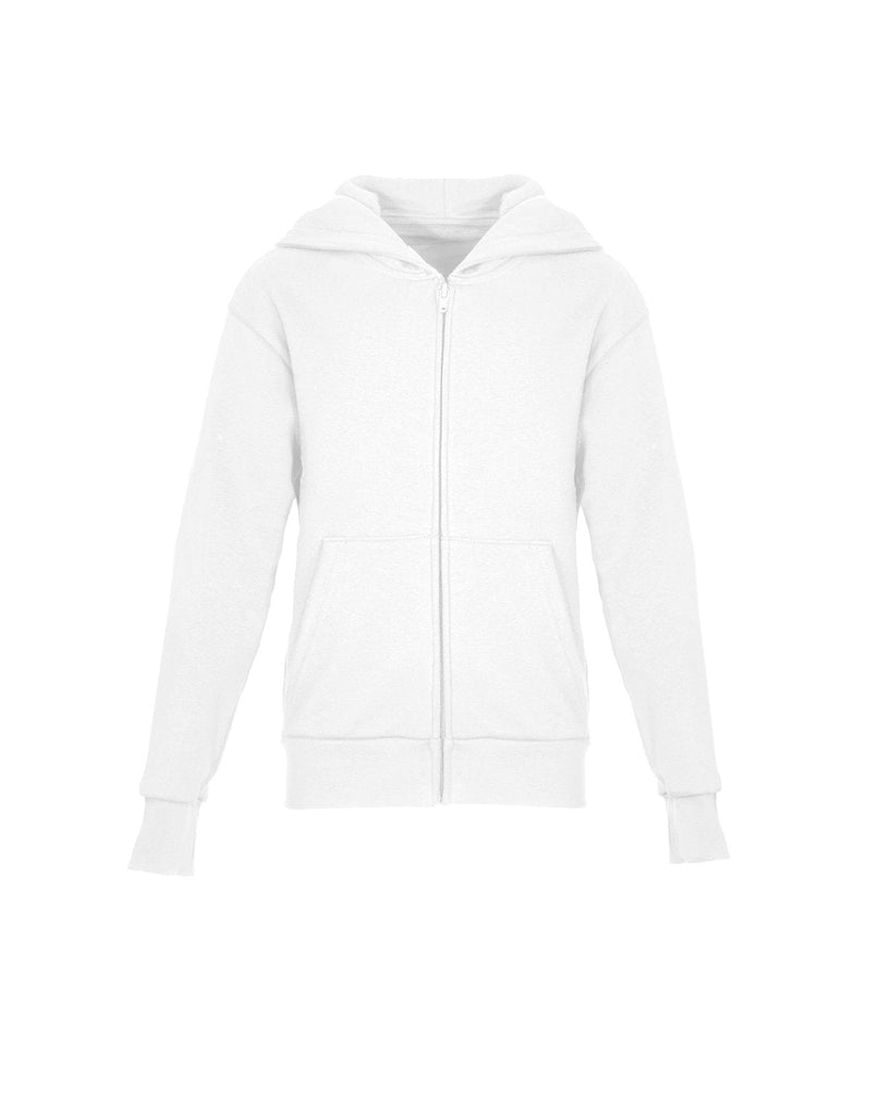 Next Level Apparel-9103-Youth Santa Cruz Full-Zip Hooded Sweatshirt-WHITE
