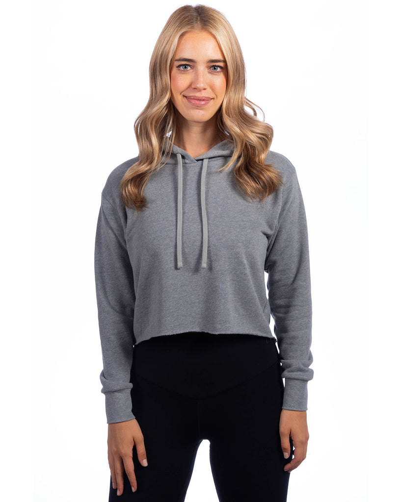 Next Level Apparel-9384-Ladies Cropped Pullover Hooded Sweatshirt-HEATHER GRAY