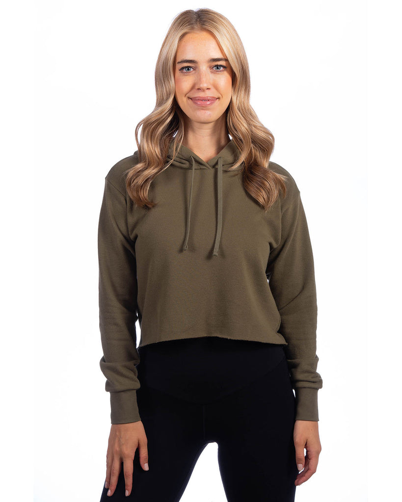 Next Level Apparel-9384-Ladies Cropped Pullover Hooded Sweatshirt-MILITARY GREEN