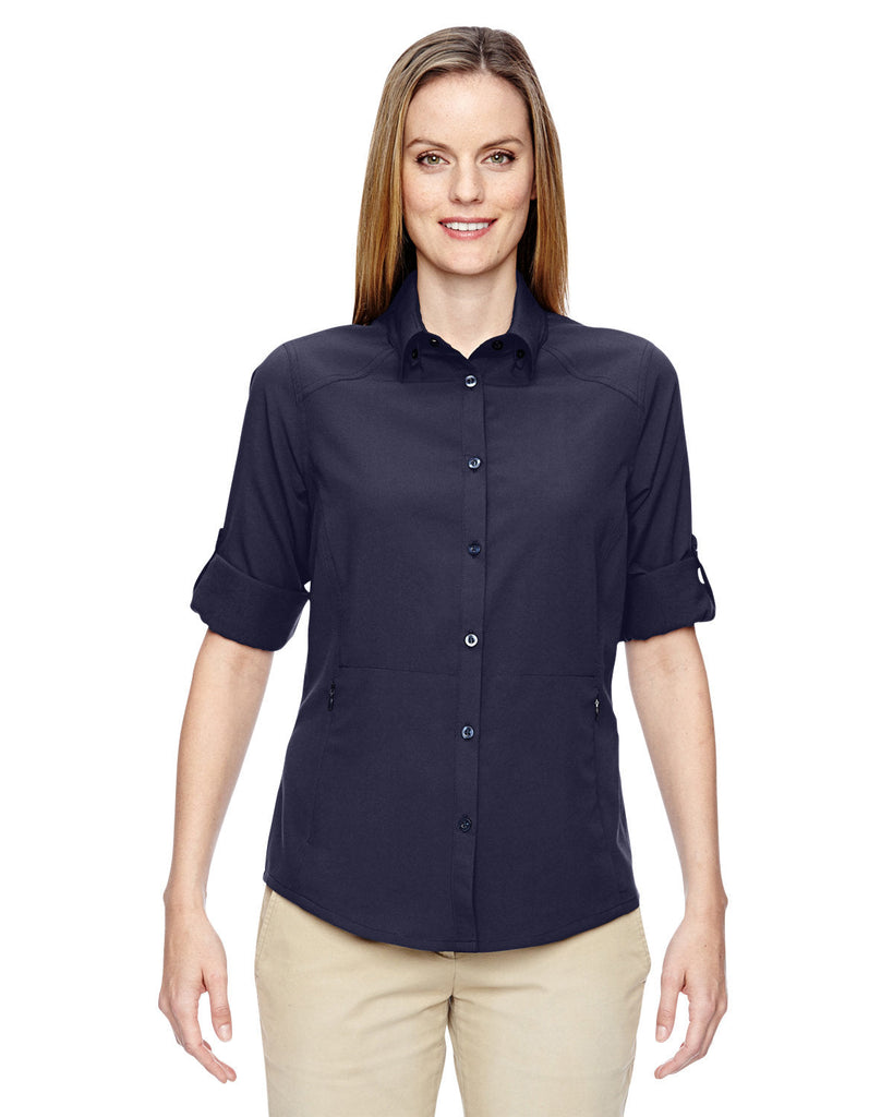 North End-77047-Ladies Excursion Concourse Performance Shirt-NAVY