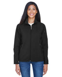 North End-78034-Ladies Three-Layer Fleece Bonded Performance Soft Shell Jacket-BLACK