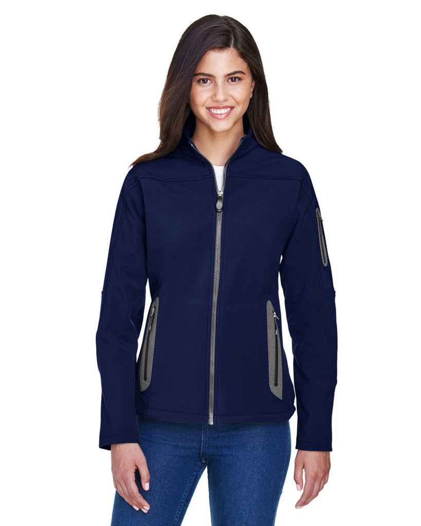 North End-78060-Ladies Three-Layer Fleece Bonded Soft Shell Technical Jacket-CLASSIC NAVY
