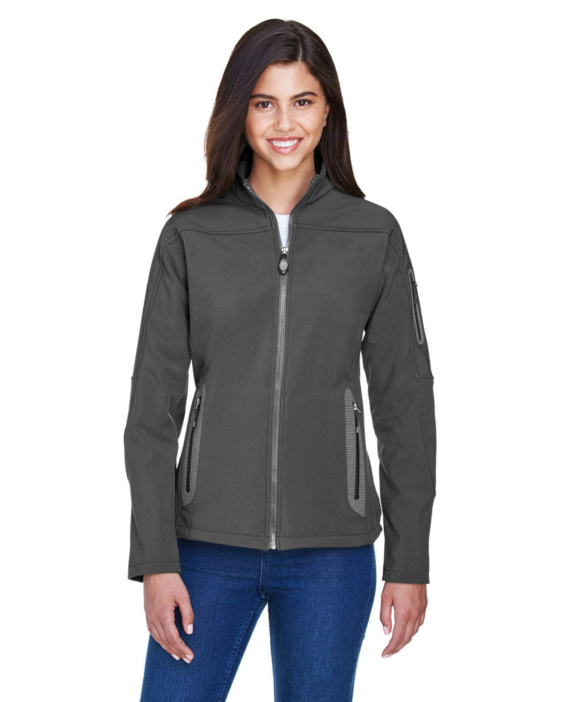 North End-78060-Ladies Three-Layer Fleece Bonded Soft Shell Technical Jacket-GRAPHITE