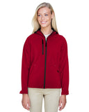 North End-78166-Ladies Prospect Two-Layer Fleece Bonded Soft Shell Hooded Jacket-MOLTEN RED
