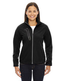 North End-78176-Ladies Terrain Colorblock Soft Shell with Embossed Print-BLACK