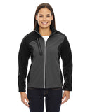 North End-78176-Ladies Terrain Colorblock Soft Shell with Embossed Print-BLACK SILK