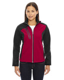 North End-78176-Ladies Terrain Colorblock Soft Shell with Embossed Print-CLASSIC RED
