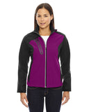 North End-78176-Ladies Terrain Colorblock Soft Shell with Embossed Print-RASPBERRY