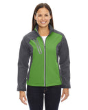 North End-78176-Ladies Terrain Colorblock Soft Shell with Embossed Print-VALLEY GREEN