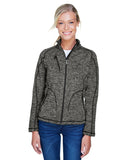 North End-78669-Ladies Peak Sweater Fleece Jacket-HEATHER CHARCOAL