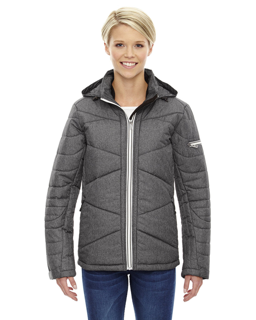 North End-78698-Ladies Avant Tech Mélange Insulated Jacket with Heat Reflect Technology-CARBON HEATHER