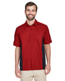 North End-87042-Mens Fuse Colorblock Twill Shirt-CLASSIC RED/ BLK