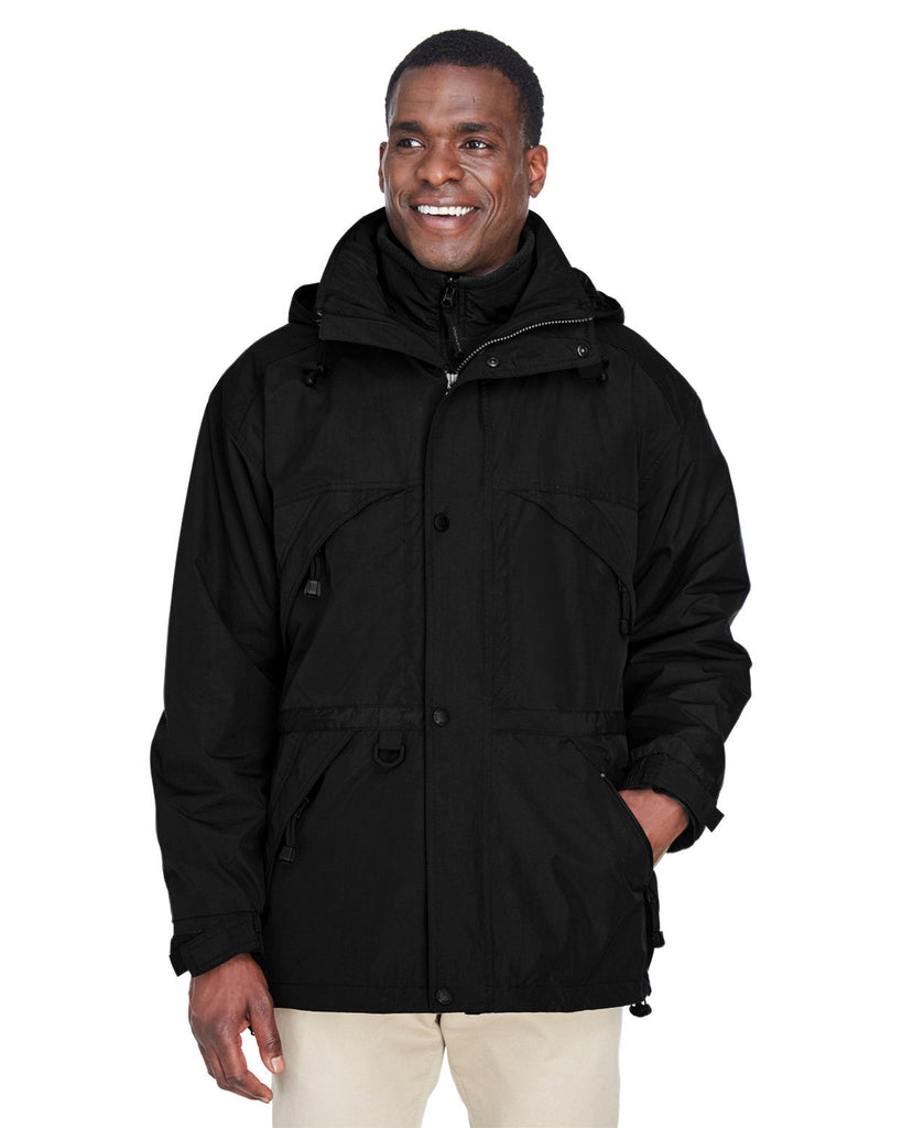 North End-88007-Adult 3-in-1 Parka with Dobby Trim-BLACK