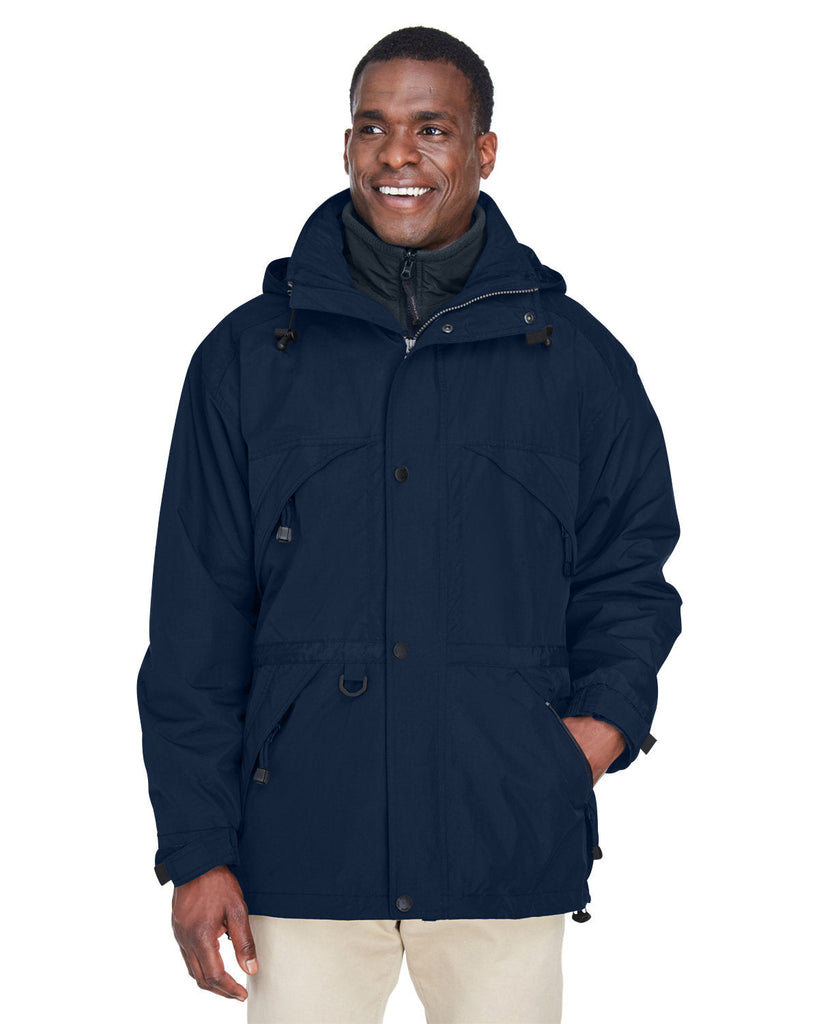 North End-88007-Adult 3-in-1 Parka with Dobby Trim-MIDNIGHT NAVY