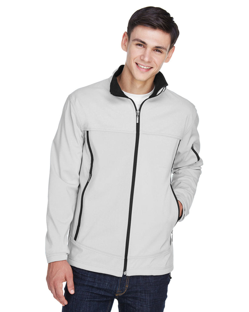North End-88099-Mens Three-Layer Fleece Bonded Performance Soft Shell Jacket-NATURAL STONE