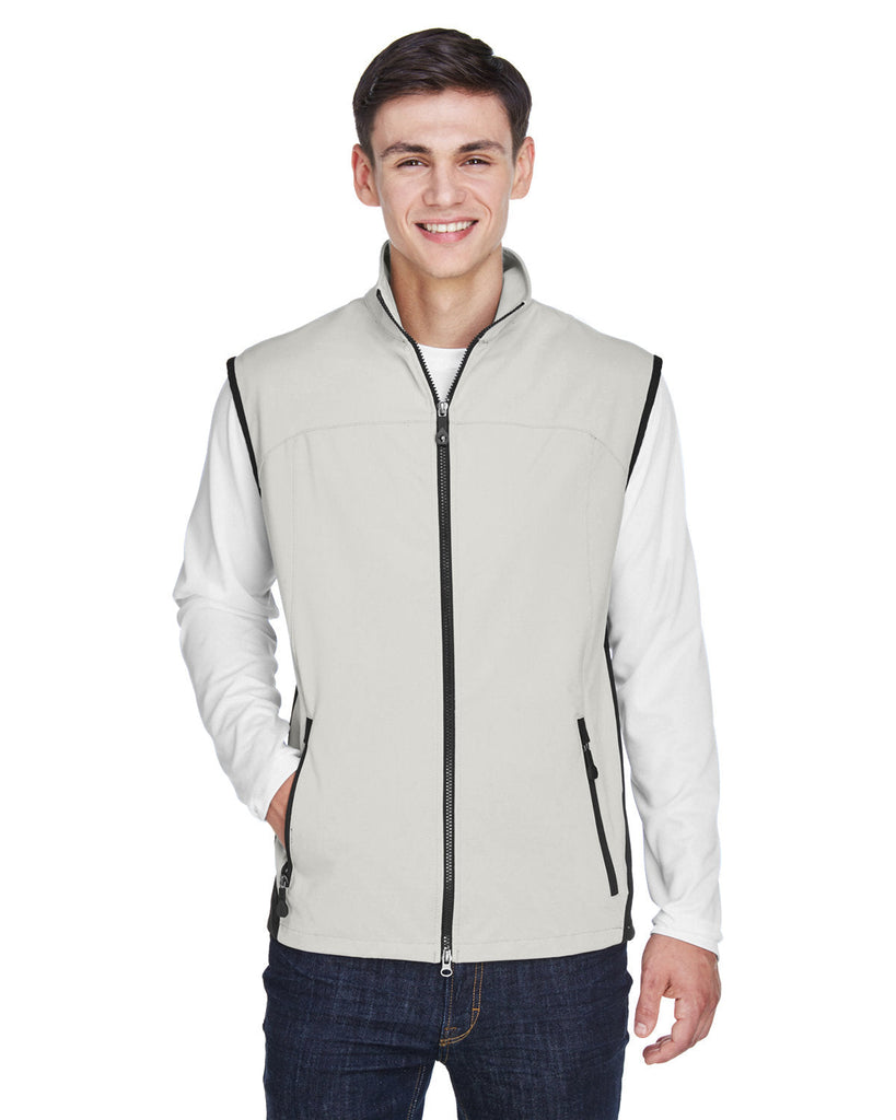 North End-88127-Mens Three-Layer Light Bonded Performance Soft Shell Vest-NATURAL STONE