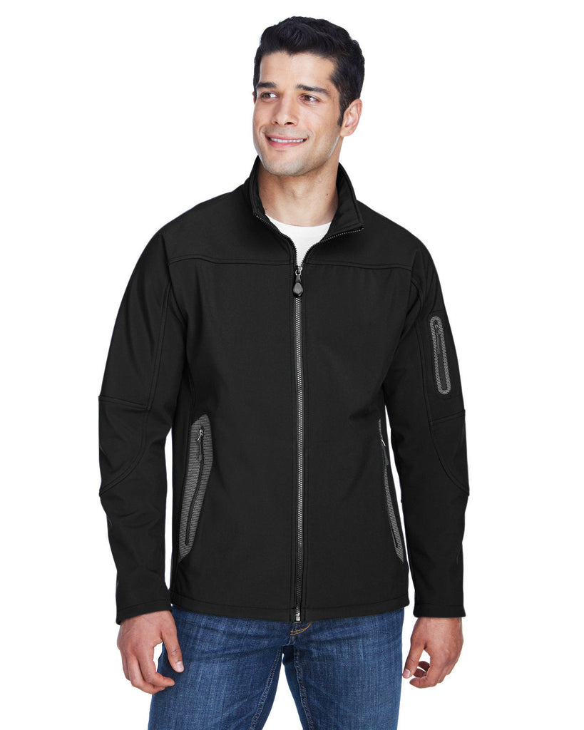 North End-88138-Mens Three-Layer Fleece Bonded Soft Shell Technical Jacket-BLACK