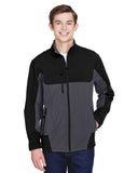 North End-88156-Mens Compass Colorblock Three-Layer Fleece Bonded Soft Shell Jacket-FOSSIL GREY