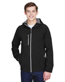 North End-88166-Mens Prospect Two-Layer Fleece Bonded Soft Shell Hooded Jacket-BLACK