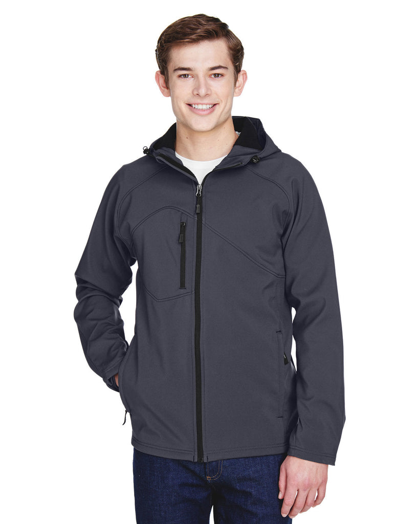 North End-88166-Mens Prospect Two-Layer Fleece Bonded Soft Shell Hooded Jacket-FOSSIL GREY