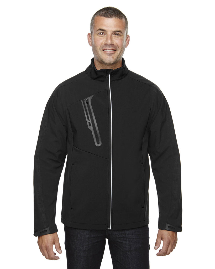 North End-88176-Mens Terrain Colorblock Soft Shell with Embossed Print-BLACK