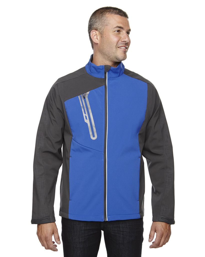 North End-88176-Mens Terrain Colorblock Soft Shell with Embossed Print-NAUTICAL BLUE