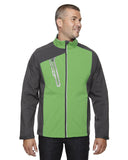 North End-88176-Mens Terrain Colorblock Soft Shell with Embossed Print-VALLEY GREEN