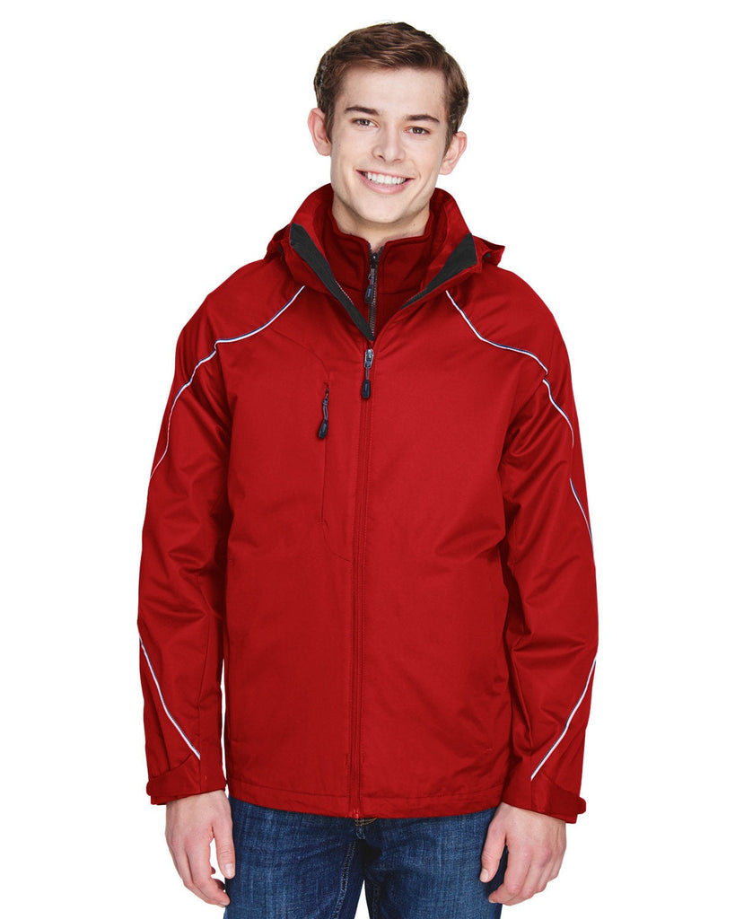North End-88196-Mens Angle 3-in-1 Jacket with Bonded Fleece Liner-CLASSIC RED