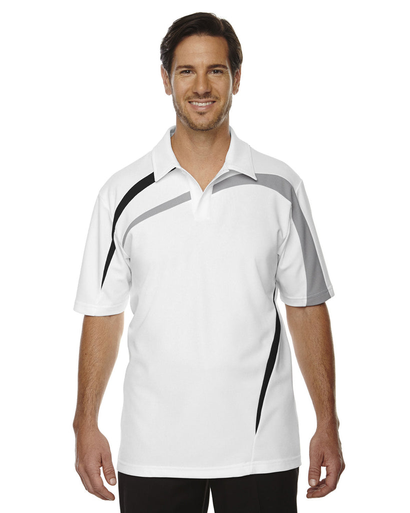 North End-88645-Mens Impact Performance Polyester Piqué Colorblock Polo-WHITE