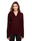 North End-NE400W-Ladies Jaq Snap-Up Stretch Performance Pullover-BURGUNDY