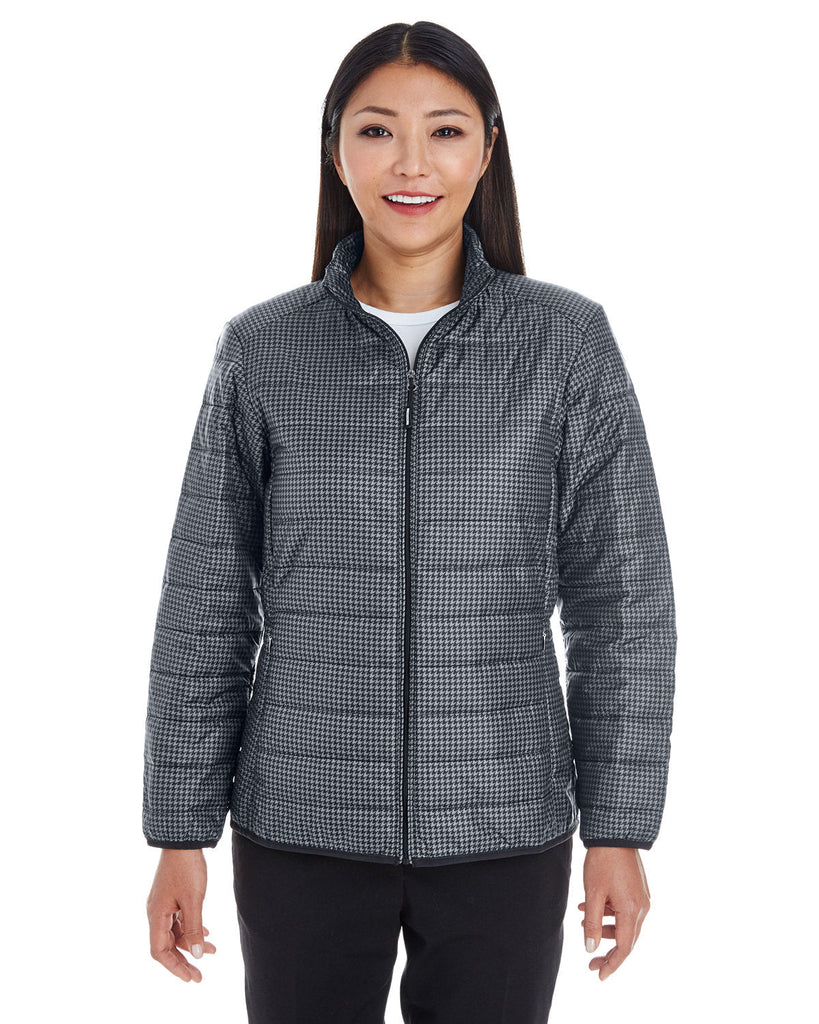 North End-NE701W-Ladies Portal Interactive Printed Packable Puffer Jacket-HOUNDSTOOTH