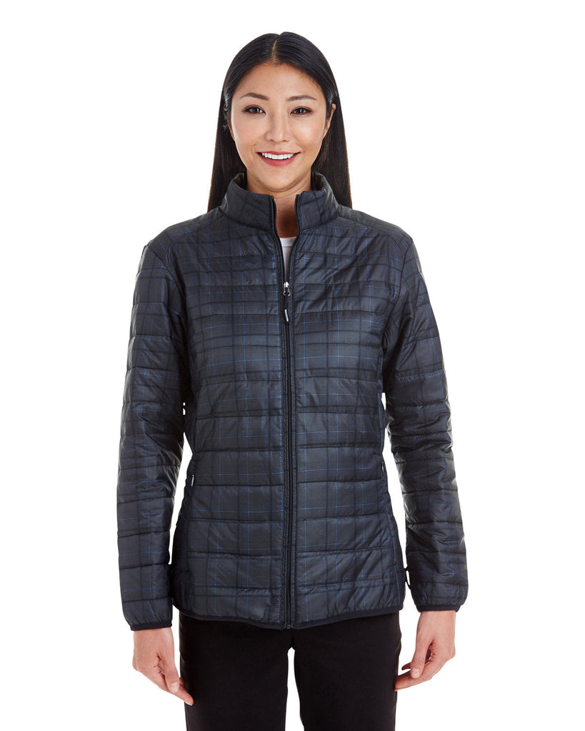 North End-NE701W-Ladies Portal Interactive Printed Packable Puffer Jacket-PLAID