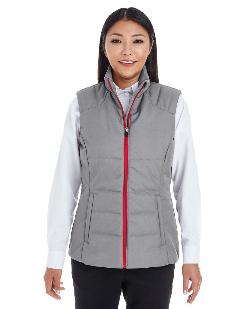 North End-NE702W-Ladies Engage Interactive Insulated Vest-GRAPH/ CLS RED