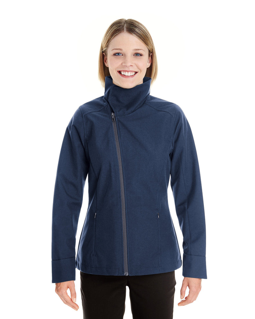 North End-NE705W-Ladies Edge Soft Shell Jacket with Convertible Collar-NAVY