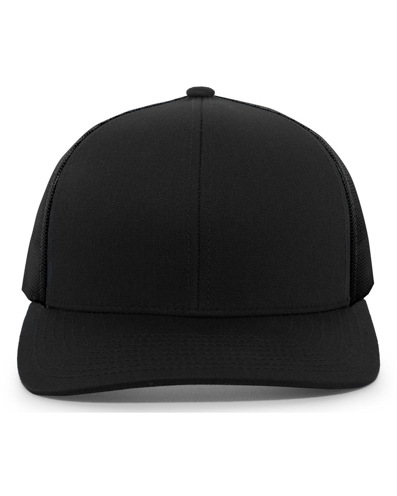 Pacific Headwear-104C-Trucker Snapback Hat-BLACK