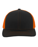 Pacific Headwear-104C-Trucker Snapback Hat-BLACK/ NEON ORNG