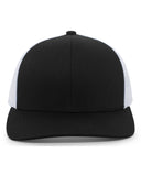 Pacific Headwear-104C-Trucker Snapback Hat-BLACK/ WHITE