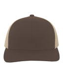Pacific Headwear-104C-Trucker Snapback Hat-BROWN/ KHAKI