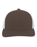 Pacific Headwear-104C-Trucker Snapback Hat-BROWN/ WHITE