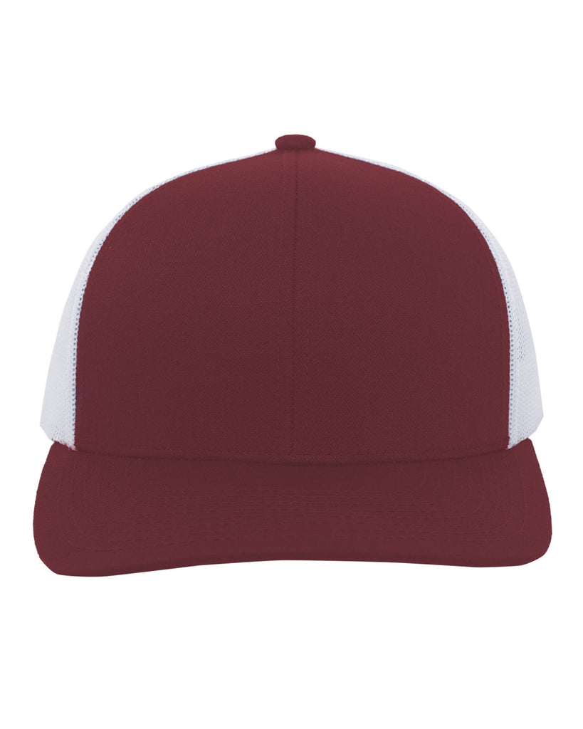 Pacific Headwear-104C-Trucker Snapback Hat-CARDINAL/ WHITE