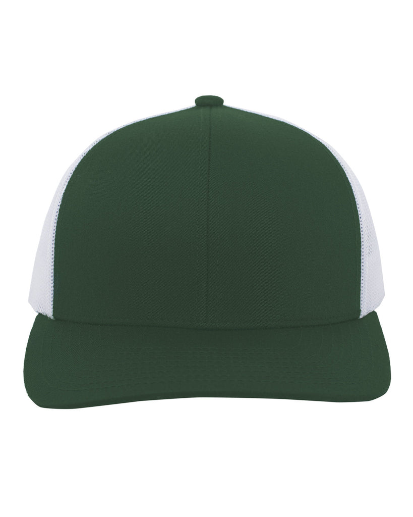 Pacific Headwear-104C-Trucker Snapback Hat-DK GREEN/ WHT